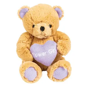 Wedding Keepsake Stuffed Flower Girl Teddy Bear with Lavender Heart