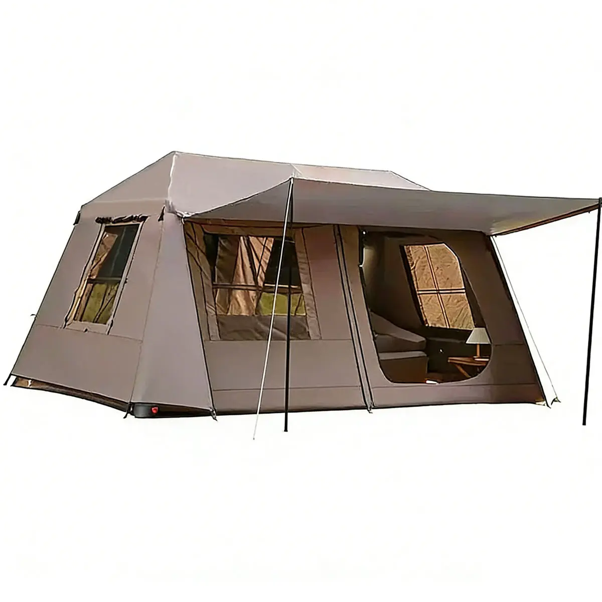 【Instant Pop Up Tent】8 Person 3-Second Auto Setup 2-Room 1-Hall Family Cabin Silver/Titanium Black Coated UV Protection Waterproof Windproof Full Rainfly Outdoor Portable Camping Tent Family Reunions Friends Gatherings Graduation Season Father's Day Gift,