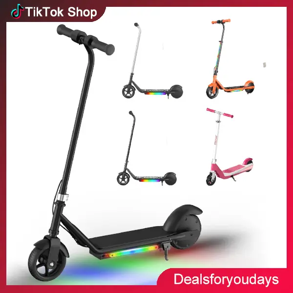 【Dealsforyou】Hopcycle Electric Scooter for Kids Aged 6-12, 3/6/10MPH Speed, 3 Heights (IK3Pro), Magnetic Charging, Colorful Lights, LED Display, 150W Motor Kids Scooter Summervibes