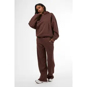 Kaiia Embossed Wide Leg Joggers Mocha