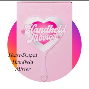 Handheld Mirror - Heart-Shaped, Pink Color, Lightweight Design, Ideal for Personal Use
