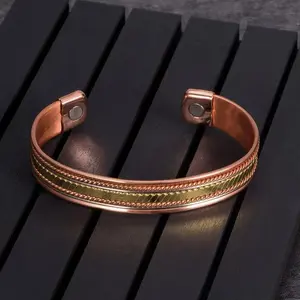 Art Of Creation Handmade Pure Copper Bracelets Cuff And Kada For Men And Women |   Adjustable Spiritual Yoga Jewelry |   for Unisex India Pattern