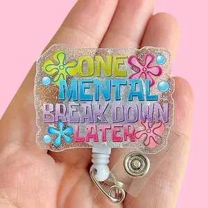 Glitter My Badge Funny mental breakdown badge reel for nurse and hospital workers. Badge clip Badge pull - Retractable swivel clip with a 360 rotation. Great gift for coworker
