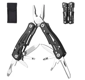 MINI Stainless Steel Multitool Pliers with Knife, Birthday Christmas Gifts for Men  Women, Pocket Knife 14-In-1, Rugged and Practical Portable Computer and Bike Gadgets, Black Camping and Survival multi twister  multi-function wire stripper plastic model