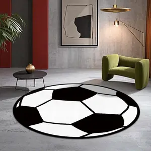 Round Soccer Ball Pattern, 1 Count Non-slip Soft Comfortable Floor Mat, Decorative Carpet for Home Living Room Bedroom Coffee Shop, Modern Abstract Rug
