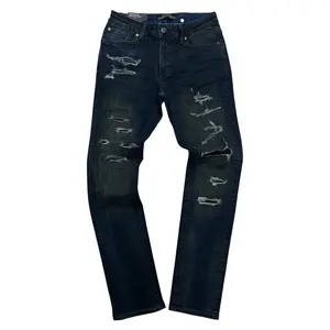 KROME - All Distress Skinny Denim - Coal Indigo - 3020