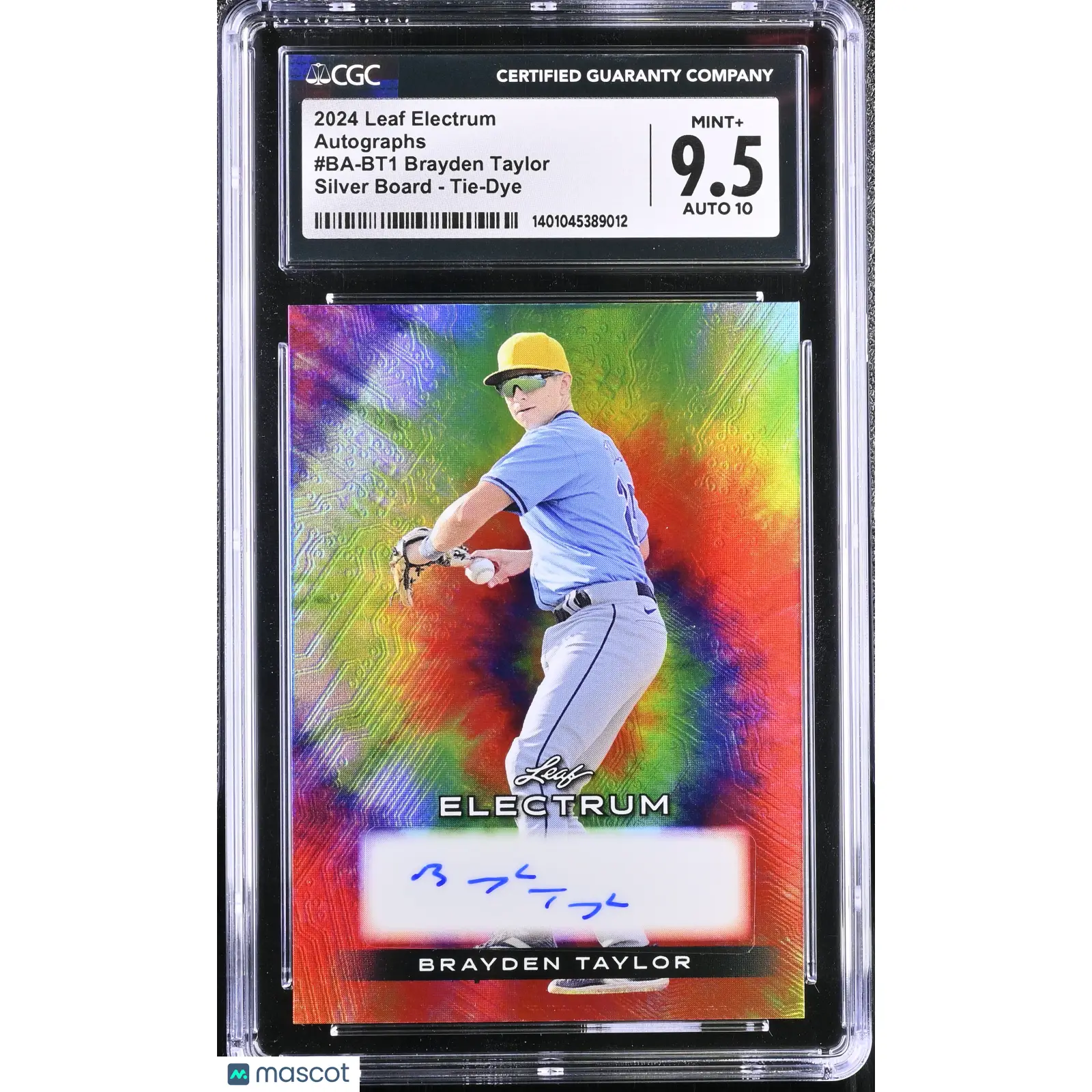 Brayden Taylor CGC 2024 Electrum #BA BT1 Silver Board Tie Dye 37/49 Auto 9.5