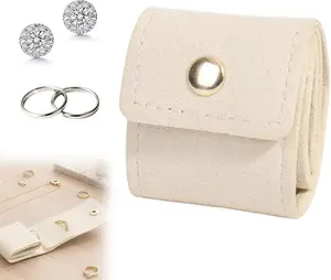 Sicbumi Mini Travel Jewelry Bag, Mini Travel Jewelry Roll Bag with Buckle, Portable Foldable Multifunctional Jewelry Travels Pouch for Earrings, Rings, Necklaces