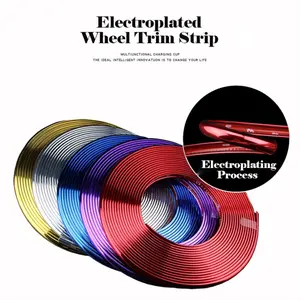 Universal Car Wheel Protector Strips, Electroplated PVC Material, Anti-Collision Design, Sticker for Cars, Fits Most Cars & Suvs, 8m Length Covers 4 Wheels, Car Accessories