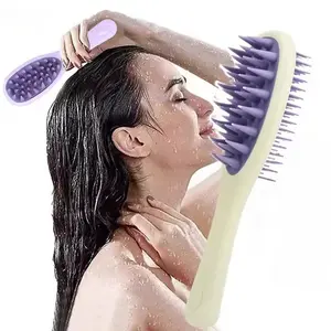 2-In-1 Double-Sided Shampoo Brush, Long Handle Silicone Scalp Massage Comb, Hair Washing Brush Head Massager for Effective Cleaning Tool