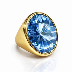Maite Jewelry Cubic Zirconia Ring GR101 Gold-Plated with Large Round Stone for Women's Fashion Jewelry Perfect for Any Occasion