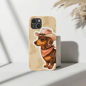 Cowboy Dachshund Phone Case  Cute Western Wiener Dog Aesthetic for IP Phone 17, 16, 15, 14, 13, 12, 11 Pro Max, Plus, Mini, SE, X, XR