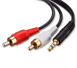 15FT Audio Aux Stereo Cable Jack 3.5 MM To 2 RCA Male To Male Y Splitter Adapter Cord