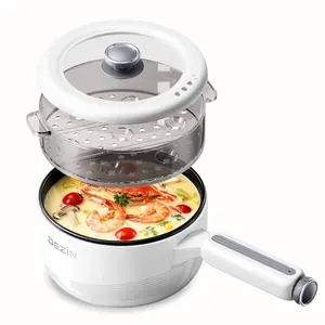 Electric 2L Multifunctional Hot Pot with Non-Stick Frying Pan, Silicone Spatula Included, Portable Pot for Steak, Egg, Fried Rice, Ramen & Soup Kitchen Appliances Cooking Utensils Dorm Room Essential, Convenience