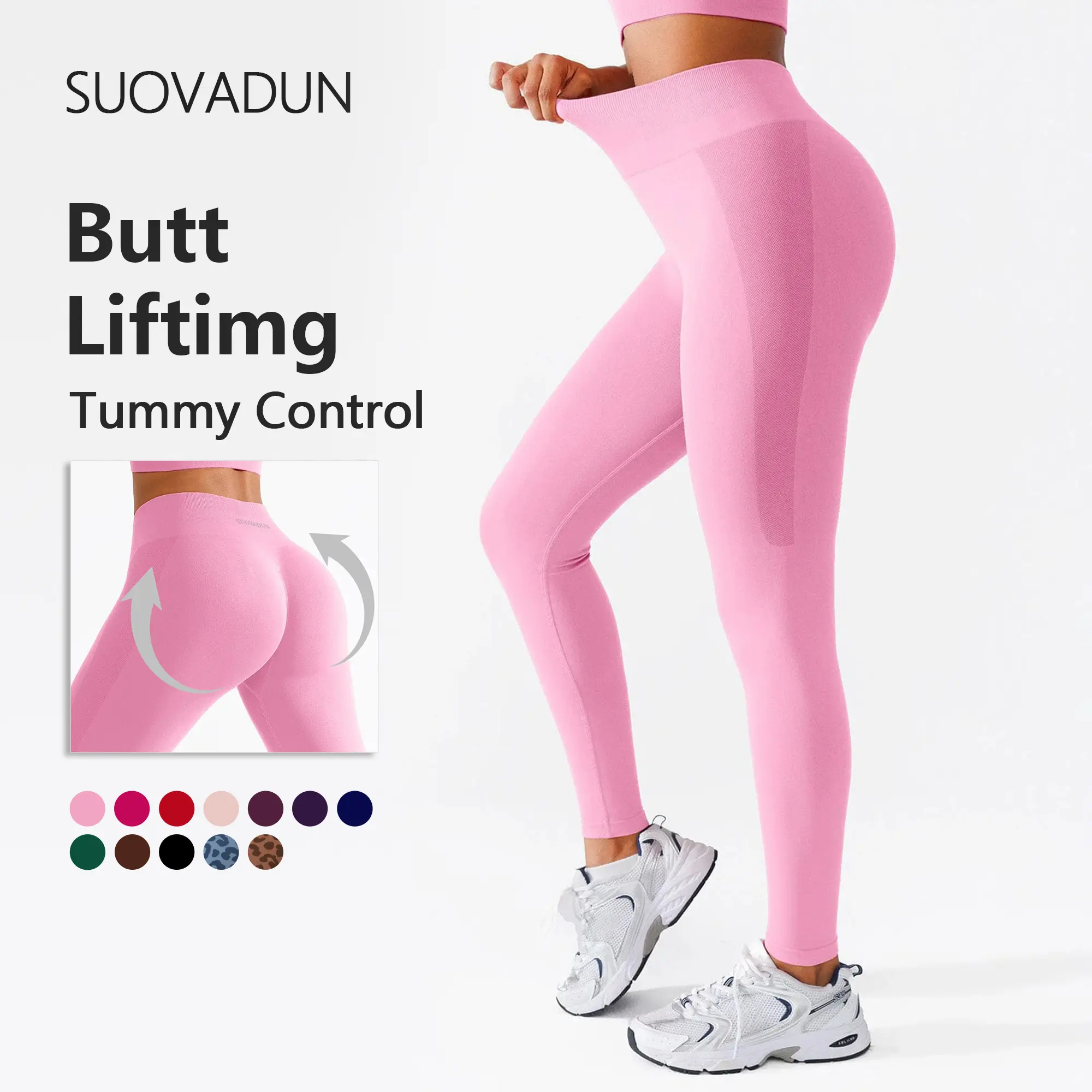 SUOVADUN Women’s Seamless Yoga Leggings, High-Waisted with a Buttery-Soft Feel# outdoor yoga # butt lifting legging # solid fashion sweatpants # yoga pants # hip lifting # gym activity XSL26029