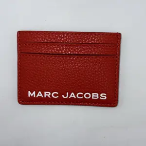 MARC JACOBS Bold SLG Leather Card Holder in Vibrant Red with Bold Logo Detail & Multiple Card Slots for Everyday Use
