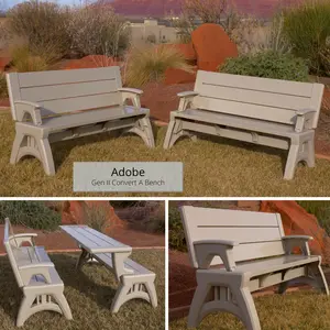 Convert A Bench Gen II XL Designer Series 2-in-1 Outdoor Convertible Bench to Picnic Table | Space-Saving, Weather-Resistant Patio Furniture for Yard, Deck, Garden | Easy Assembly & Durable - 1 Bench/Order