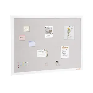 VEVOR 48"x36" White Cork Board with Linen Surface – Stylish Wall-Mounted Bulletin Board for Home, School, Office – Elegant & Functional Noticeboard