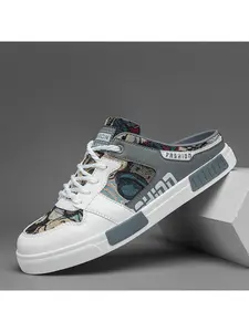 Summer Men's Half Slippers Fashion Large Size Non-Slip Breathable Casual Slippers, Stylish Comfortable Footwear for Daily Wear, Mesh Breathable Slides