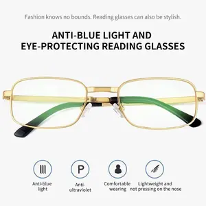 Foldable Anti-Blue Light Reading Glasses for Men Women, Lightweight Presbyopic Glasses with Portable Leather Case, UV Protection Comfortable Eyeglasses
