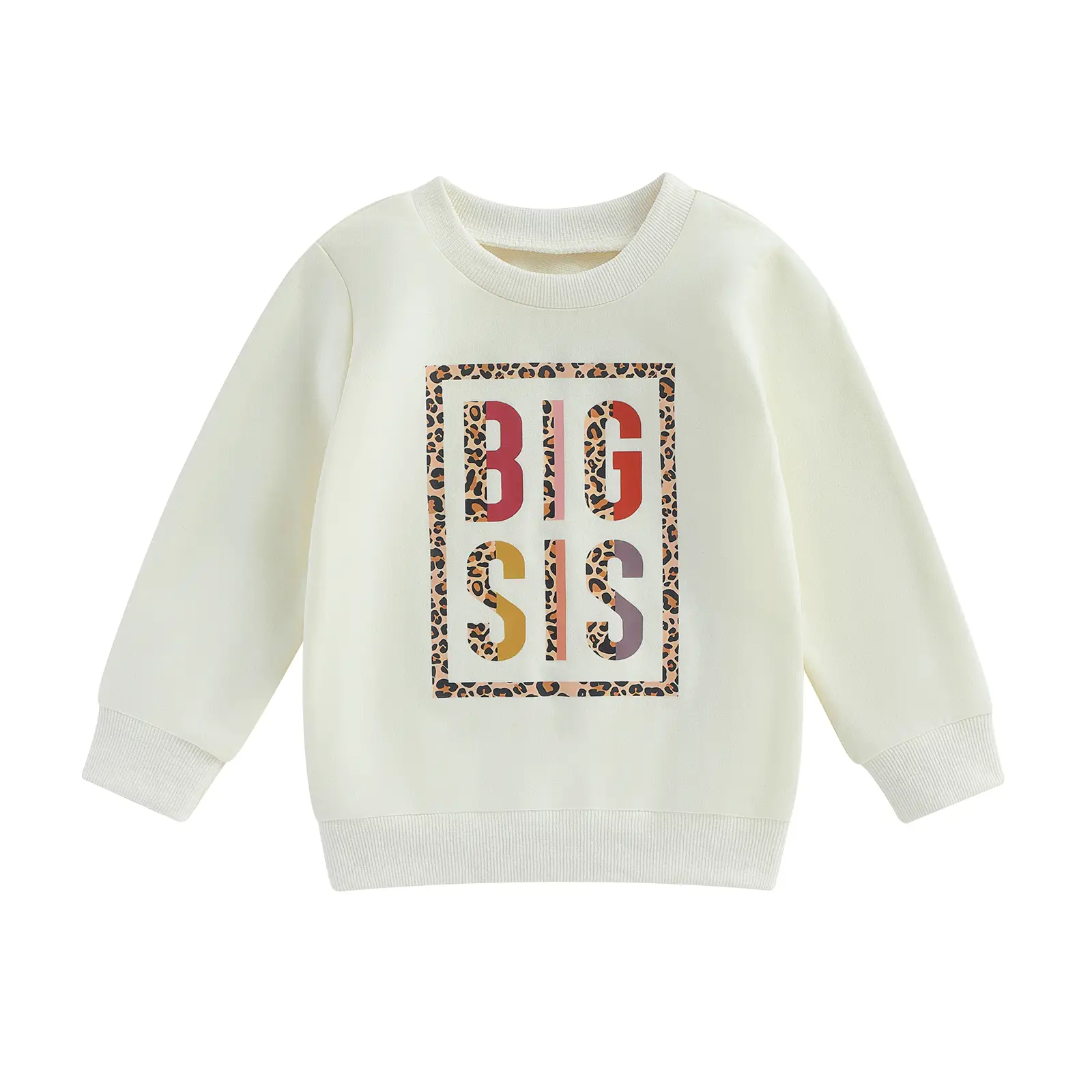 Big Sister Little Sister Matching Outfits Toddler Girls Sweatshirts Long Sleeve Leopard Letter Print Loose Pullovers Fall Tops Sweater Fall Clothes