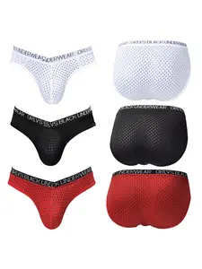 Men's Underwear sports fitness briefs mesh breathable Quick dry panties Breathable Low Rise U-Pouch Enhancing Design