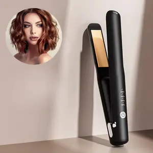 Cordless 2-in-1 ceramic straight hair curling iron, Cordless straightener, mini portable styling tool, 30 second fast heating, 4-speed temperature adjustment, USB charging, unisex, white version, birthday gift