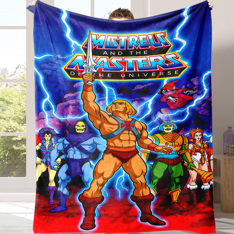 Countdown Sale!Masters of The Universe Anime Flannel Blanket Retro Cartoon Anime He-Man Flannel Suitable for use in offices, sofas, and travel settings, etcSuitable for all four seasons A gift suitable for fans, friends and children