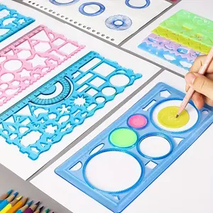 7/set design geometric drawing template drawing ruler multifunctional measuring ruler Art School Supplies