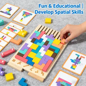 Wooden Stacking Puzzle Toy 1 Set Educational Stacking Game Blocks Montessori Children's Cognitive Development Gift