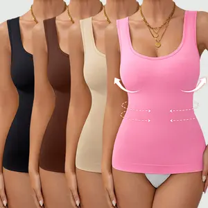 Women's Tummy Control Shapewear Vest, Waist Cincher, Comfortable Seamless Body Shaper Tank Top, Seamless Undergarment, Elegant Undergarment, Smooth Shaping Vest, Lightweight Shapewear, Comfortable Lingerie, Shaping Tank Top, Compression Vest