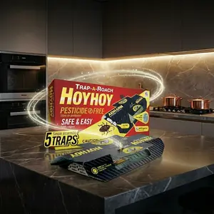 HOY HOY Trap A Roach - Bait Glue Traps, Great for Home with Kids & Pets Indoor, Sticky Pest Control Trap, Roach Killer, Made in Japan 5 Traps