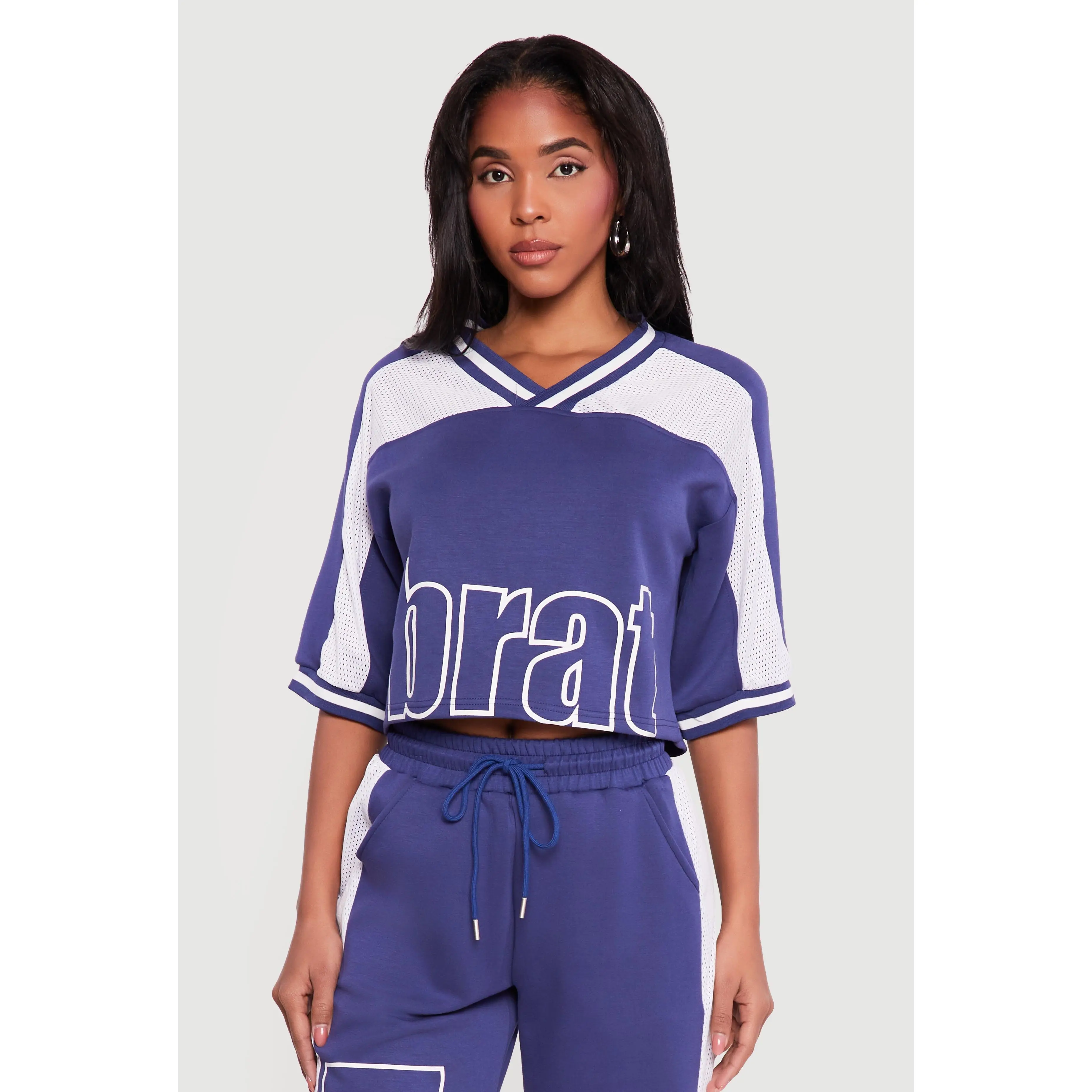 Brat Graphic Cropped Jersey Top