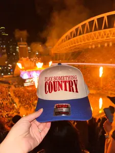 PLAY SOMETHING COUNTRY - Vintage Trucker Hat | Custom | Country Concert | 5Panel Canvas Trucker Hat | Memorial Day Weekend | Boat Day Hat |