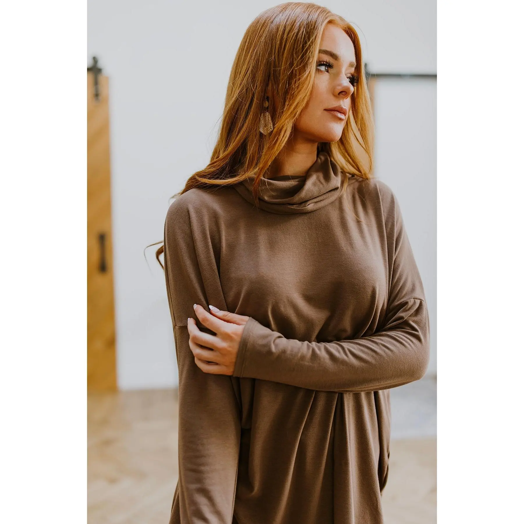 Comfort First Cowl Neck Hi-Low Long Sleeve