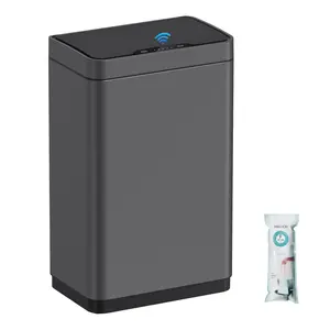 Mbillion Automatic Touchless 15 Gallon Motion Sensor Trash Can Stainless Steel Smart Trash Cans with Lid Rectangular Garbage Can for Kitchen Bedroom Home Offic Brushed Grey