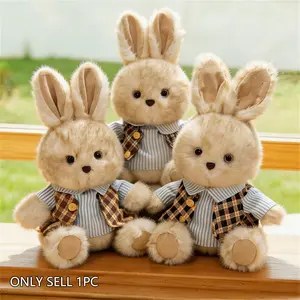 Sitting Rabbit Plush Toy, Stylish Vest, Soft Fluffy Stuffed Animal, Room Decoration, Birthday Gift, Easter, Mother's Day, Graduation, Wedding