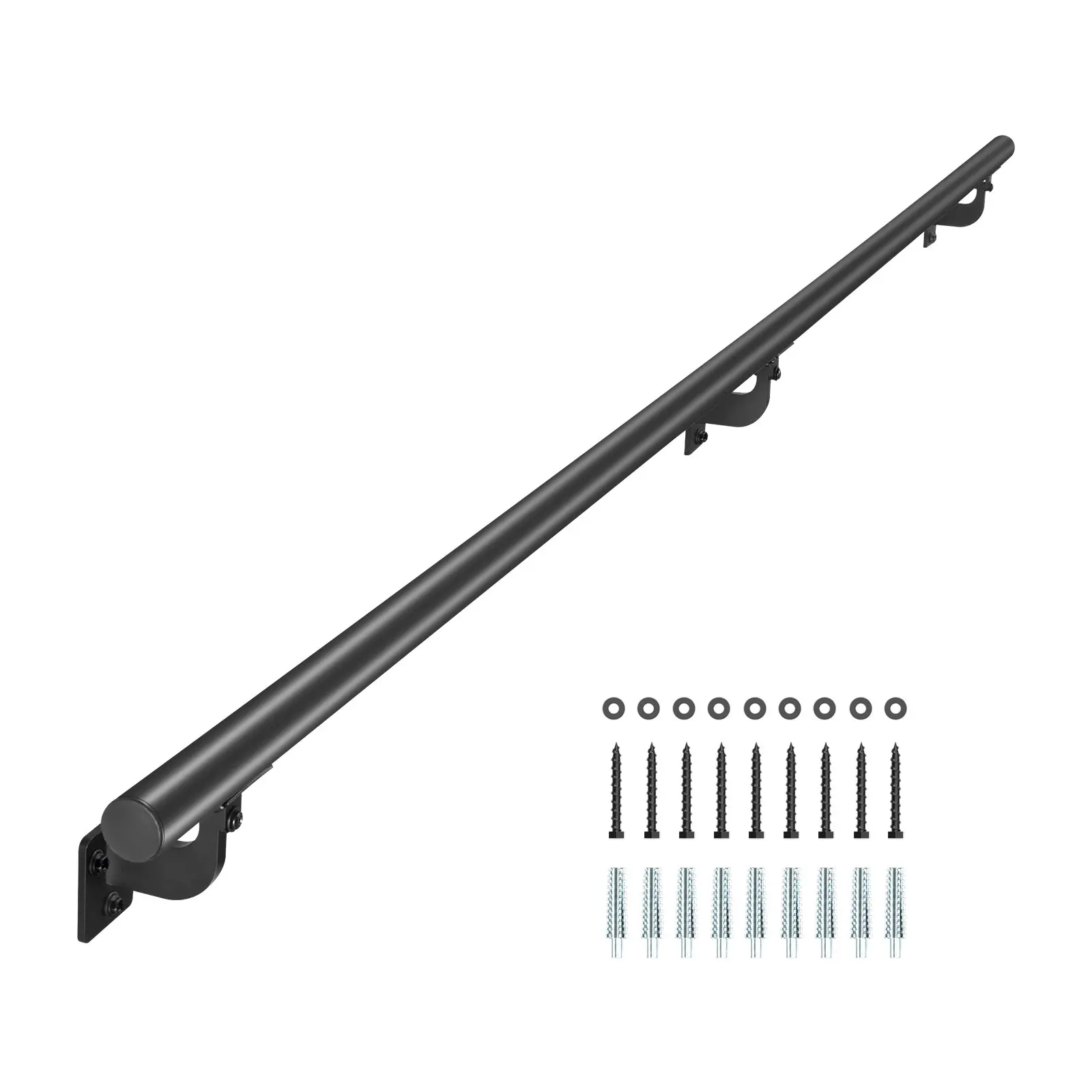 【DealsForYouDays】VEVOR Wall Mounted Stair Handrail, 6ft Pipe Staircase Handrail, Black Galvanized Aluminum, 1.26 inch Pipe Diameter, Indoor&Outdoor Staircase Railing,Industrial Hand Rail for Steps,Security Baluster