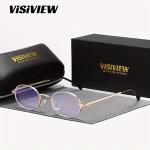 VISIVIEW Unisex Trendy Retro Oval Full-Frame GlassesPlano lenses Anti-Blue Light