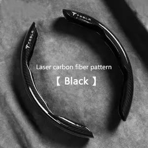 2pcs Carbon Fiber Car Steering Wheel Non-Slip Cover, Protective for Tesla Model 3 Y S Juguete X Roadster, Coil Accessories