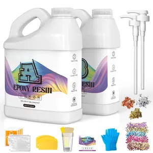 Epoxy  1Gallon Kit, Clear,Self Leveling,Bubble-Free,Anti-Yellowing Easy Mix 1:1,Suitable for Art Casting, & Molds, Projects,DIY Gifts