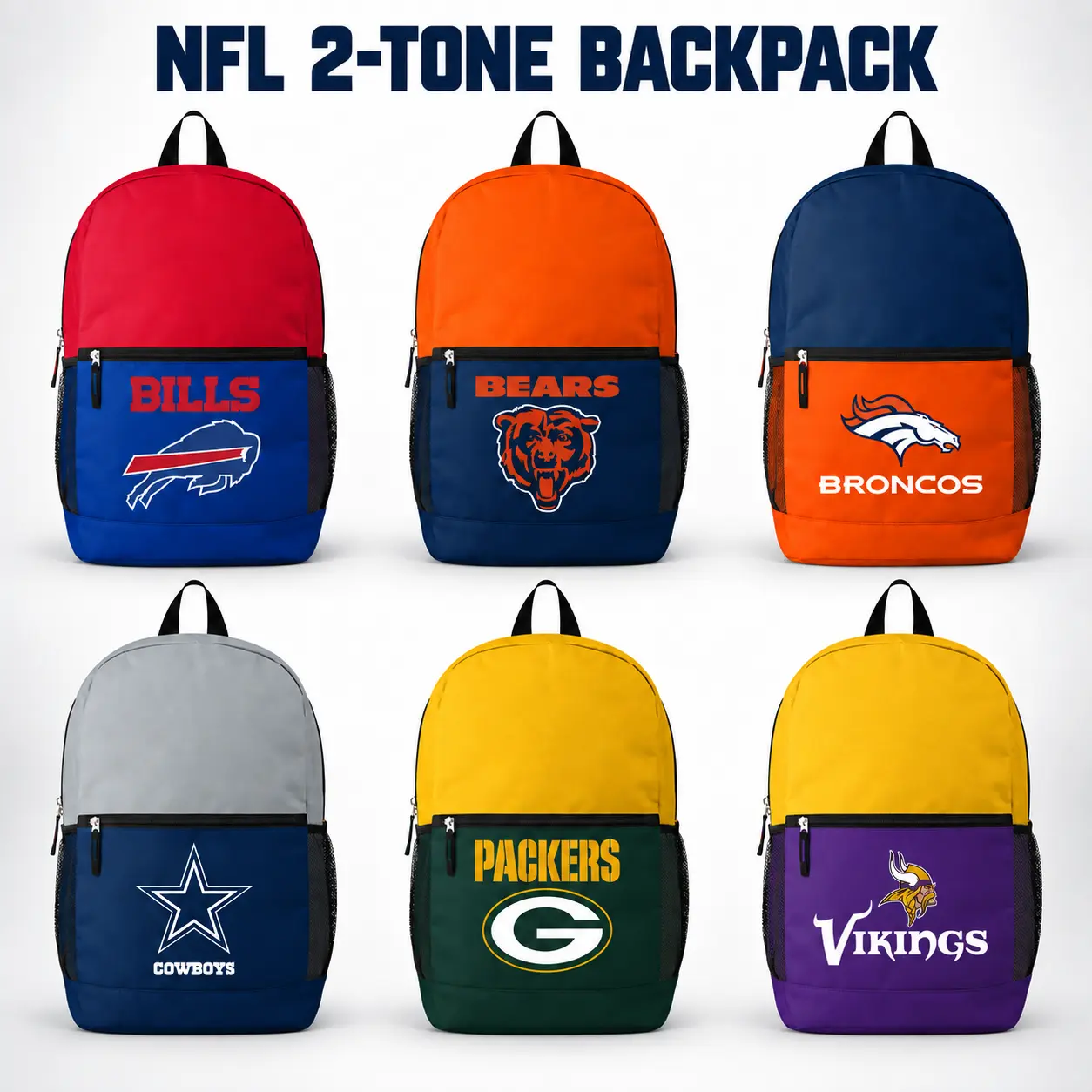 FOCO NFL Officially Licensed Football Team Color Primary Logo 2 Tone Big Logo Color Block Travel Backpack - Arizona Cardinals