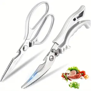 2pcs Kitchen Scissors, All Purpose Kitchen Shears with Anti-Slip Handle & Safety Lock