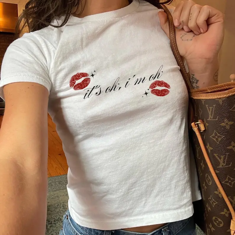 It's Ok I'm Ok Shirt Baby Tee - Miss Possessive Shirt, Trendy Babytee, Think Later, Match Concert Outfit, T8 Jersey, 90s Trendy Babytee