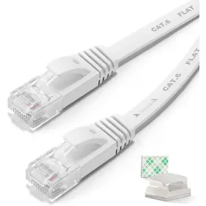 Cat6 Ethernet  15ft White with 5 count  Clips Gigabit Flat Network LAN  Snagless Rj45 Connectors for Computer/Modem/Router/X-Box Faster Than Cat5e/Cat5