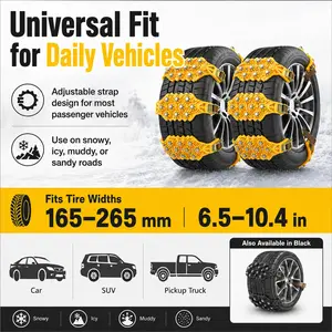Universal Car Tire Snow Chains Anti-Skid Traction Strap, Adjustable Portable Emergency Snow Chain for Car SUV Pickup Truck, Durable Winter Tire Grip Belt for Snow Mud Sand Icy Road, Outdoor Auto Wheel Safety Accessories Driving