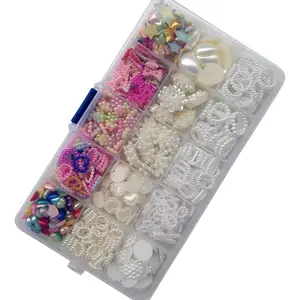 Random 700pcs Love Heart Bow Teardrop Bead Rose Sunflower Rhinestone Loose Bead DIY Flat Back Beads Assorted Lots + Plastic Box