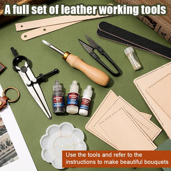 Harxvto Men's Wallet Leather Craft Tools Set Video Tutorials for Wallets Card Holders Handmade Smooth Leather, Classical Style Durable Retro Short Multi-function Credit Card Holder Perfect Gift