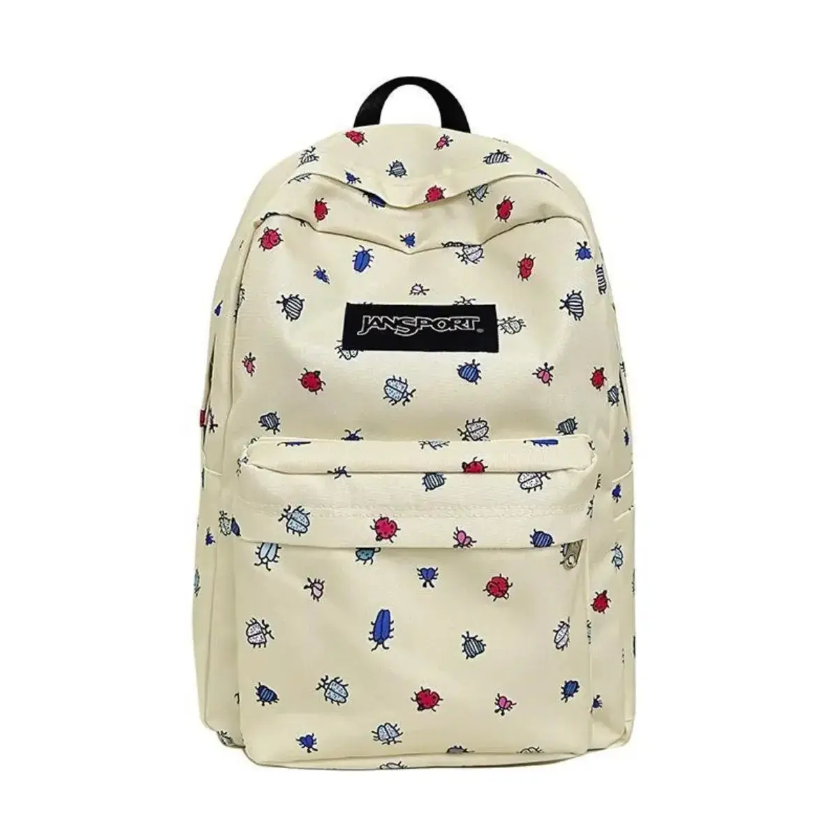 JanSport Cute Ladybug Bug Print Backpack, Cream White Cottagecore Aesthetic School Bookbag, Casual Campus Daypack