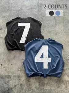 Men's Cotton Sleeveless Tank Tops 2-Pack, Casual Summer Breathable Fitted Design, Unique Graphic Print, Comfortable Daily Wear, Moderate Fabric Thickness